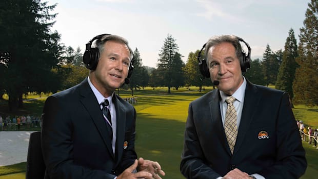 Broadcasters Trevor Immelman and Jim Nantz in "Stick."