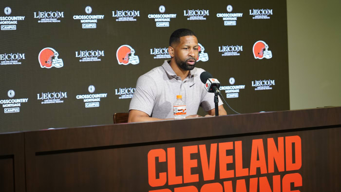 Browns general manager Andrew Berry holds his annual pre-draft press conference