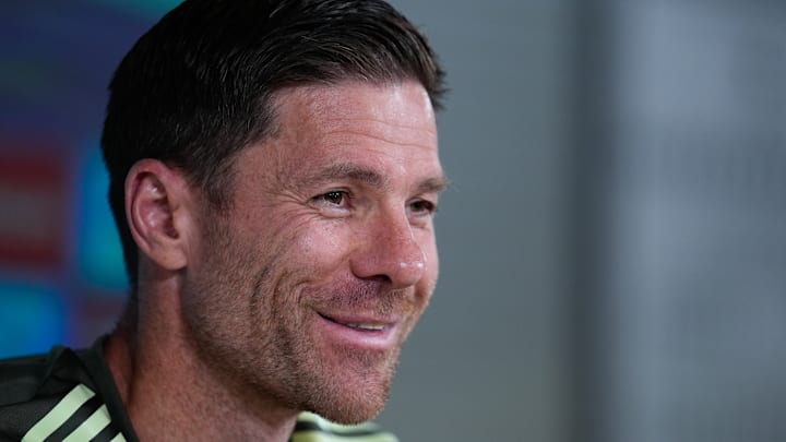 Xabi Alonso, entraîneur du Real Madrid, en conférence de presse. Xabi Alonso, entraîneur du Real Madrid, en conférence de presse.