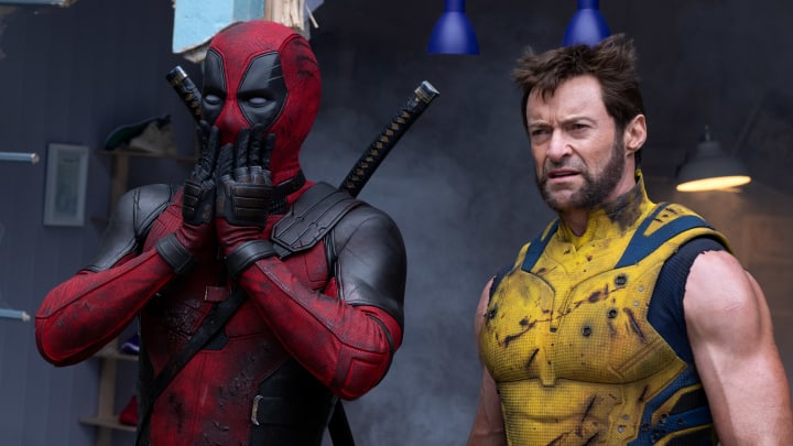 (L-R): Ryan Reynolds as Deadpool/Wade Wilson and Hugh Jackman as Wolverine/Logan in 20th Century Studios/Marvel Studios' DEADPOOL & WOLVERINE. Photo by Jay Maidment. © 2024 20th Century Studios / © and ™ 2024 MARVEL.