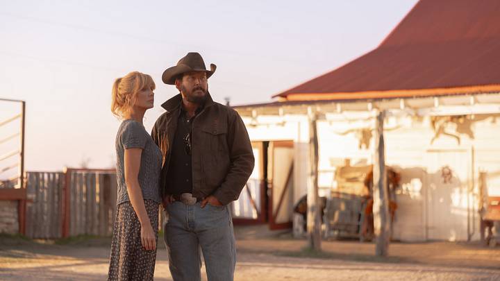 L-R: Kelly Reilly as Beth Dutton and Cole Hauser as Rip Wheeler in Dutton Ranch, episode 8, season 1, streaming on Paramount+, 2026. Photo Credit: Emerson Miller/Paramount+.