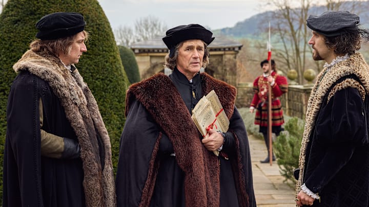 MASTERPIECE
Wolf Hall: The Mirror and the Light 

Episode Three: Defiance
Sunday, April 6, 2025 at 9/8c on PBS
Rebels in the North demand Cromwell’s head and a return to the old Catholic ways. With King Henry VIII beginning to contemplate his chief adviser’s failings, Cromwell withdraws from court and receives unexpected news from across the sea.

Shown L-R: Tom Mothersdale (Richard Riche), Mark Rylance (Thomas Cromwell), Harry Melling (Thomas Wriothesley)

Photographer: Nick Briggs 

For