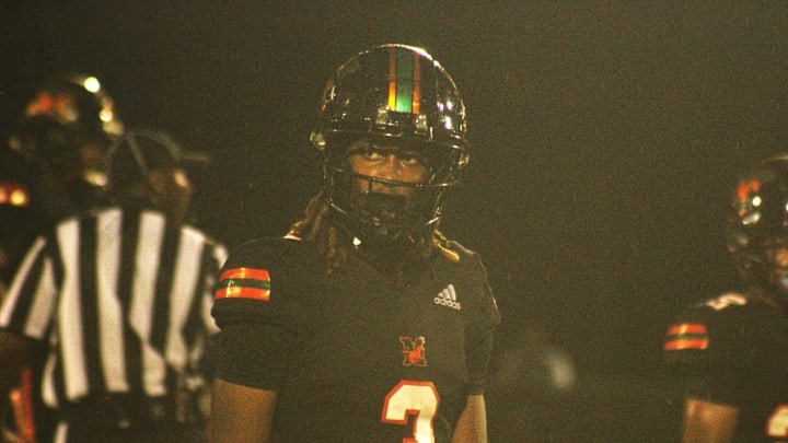 Mandarin cornerback Brody Jennings (3) looks to the sideline for a signal during a high school football game against Sandalwood on September 6, 2024. [Clayton Freeman/Florida Times-Union]