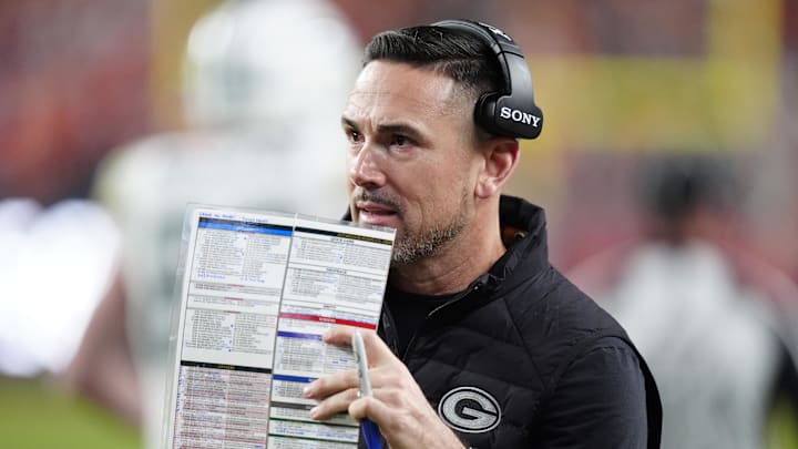 Dec 14, 2025; Denver, Colorado, USA; Green Bay Packers head coach Matt Lafleur stands on the sidelines during the fourth quarter against the Denver Broncos at Empower Field at Mile High. Mandatory Credit: Ron Chenoy-Imagn Images