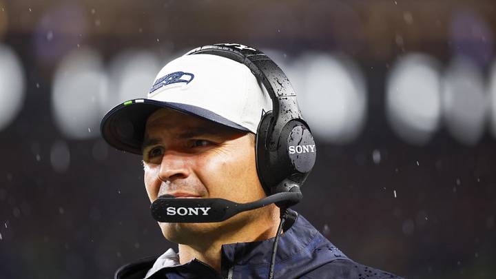 Seattle Seahawks head coach Mike Macdonald stands on the sideline