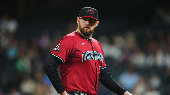 Sep 17, 2024; Denver, Colorado, USA; Arizona Diamondbacks starting pitcher Jordan Montgomery (52) leaves the mound in the fifth inning against the Colorado Rockies at Coors Field. Mandatory Credit: Ron Chenoy-Imagn Images