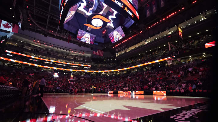 May 13, 2023; Toronto, Ontario, Canada; A general view of Scotiabank Arena during the anthem before the first ever WNBA game in Canada between Chicago Sky and Minnesota Lynx. Mandatory Credit: John E. Sokolowski-USA TODAY Sports