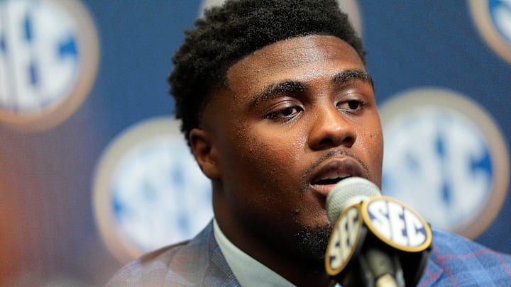 July 15, 2025; Atlanta, GA, USA; Georgia player CJ Allen speaks to the media during SEC Media Days at the College Football Hall of Fame in Atlanta. July 15, 2025; Atlanta, GA, USA; Georgia player CJ Allen speaks to the media during SEC Media Days at the College Football Hall of Fame in Atlanta.