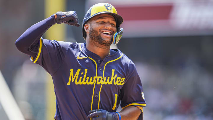 Milwaukee Brewers center fielder Jackson Chourio (11) reacts after hitting a home run against the Atlanta Braves during the fifth inning at Truist Park on Aug 8.