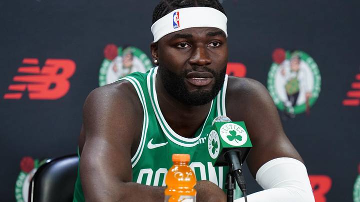 Sep 29, 2025; Boston, MA, USA; Boston Celtics center Neemias Queta (88) talks with reporters during media day at the Auerbach Center. Mandatory Credit: David Butler II-Imagn Images