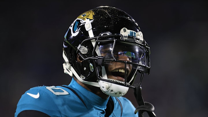 Jacksonville Jaguars cornerback Montaric Brown (30) reacts to pressuring a pass that fell incomplete against Baltimore Ravens wide receiver Rashod Bateman (7), not shown, during the third quarter of a regular season NFL football matchup Sunday, Dec. 17, 2023 at EverBank Stadium in Jacksonville, Fla. The Baltimore Ravens defeated the Jacksonville Jaguars 23-7. [Corey Perrine/Florida Times-Union]