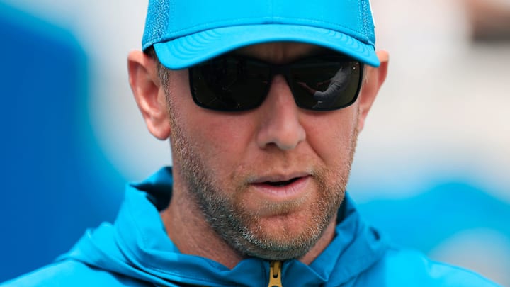Jacksonville Jaguars head coach Liam Coen walks on the field before an NFL football matchup at EverBank Stadium, Sunday, Sept. 7, 2025 in Jacksonville, Fla. [Corey Perrine/Florida Times-Union]