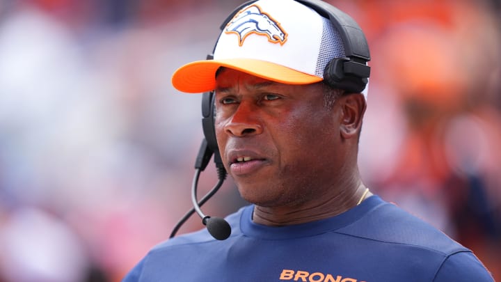 Aug 25, 2024; Denver, Colorado, USA; Denver Broncos defensive coordinator Vance Joseph during the first quarter against the Arizona Cardinals at Empower Field at Mile High. 