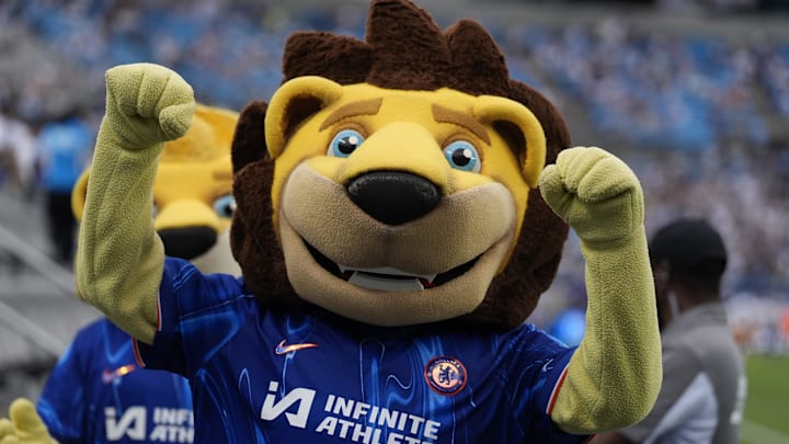 Aug 6, 2024; Charlotte, NC, USA; Chelsea mascot Sanford during the first half between  Chelsea and Real Madrid at Bank of America Stadium. Mandatory Credit: Jim Dedmon-Imagn Images