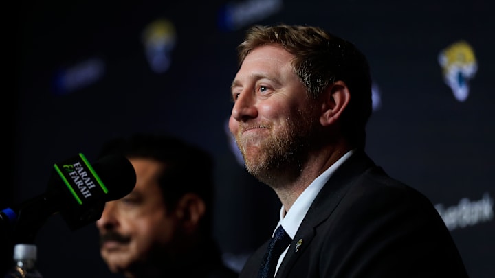 Liam Coen at his introductory press conference.