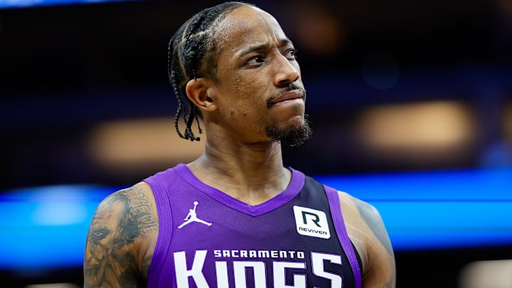 DeMar DeRozan during the Kings' 130–111 loss to the Magic on Feb. 5, 2025. DeMar DeRozan during the Kings' 130–111 loss to the Magic on Feb. 5, 2025.