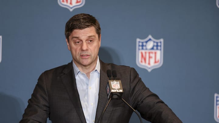 New PGA Tour CEO Brian Rolapp, pictured during the NFL's annual league meetings in 2024, said he will learn more about the PGA Tour/LIV Golf situation. New PGA Tour CEO Brian Rolapp, pictured during the NFL's annual league meetings in 2024, said he will learn more about the PGA Tour/LIV Golf situation.