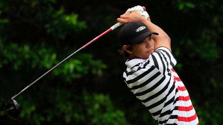 Charlie Woods hit a hole in one during the AJGA's Junior Players Championship. Charlie Woods hit a hole in one during the AJGA's Junior Players Championship.