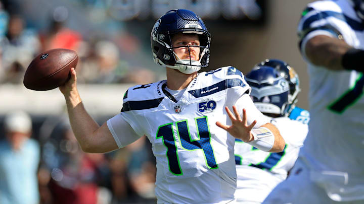 Seattle Seahawks quarterback Sam Darnold is an interesting prop target in Week 7. Seattle Seahawks quarterback Sam Darnold is an interesting prop target in Week 7.