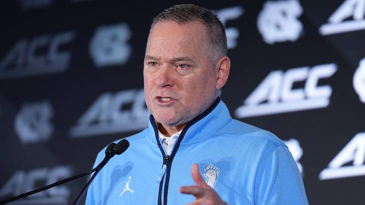 Oct 7, 2026; Charlotte, NC, USA;  North Carolina Tar Heels head coach Michael Malone answers questions from the media during the ACC Tip-Off in Charlotte, NC.  Mandatory Credit: Jim Dedmon-Imagn Images