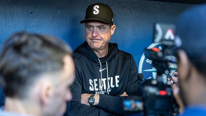 Sep 27, 2026; Seattle, Washington, USA;  Seattle Mariners manager Dan Wilson answers reporters' questions before a game against the Los Angeles Angels at T-Mobile Park. Mandatory Credit: Stephen Brashear-Imagn Images