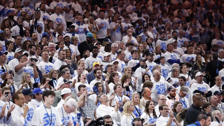Apr 21, 2024; Oklahoma City, Oklahoma, USA;  OKC Thunder crowd during the fourth quarter of Game 1 against the New Orleans Pelicans