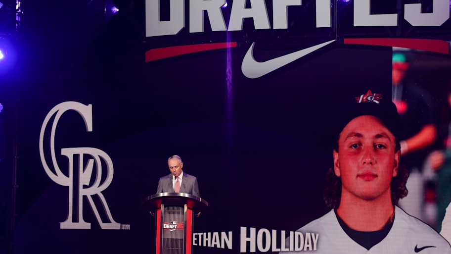 Matt Holliday's son Ethan was selected by the Colorado Rockies with the No. 4 pick in the 2025 MLB draft.  | Brett Davis-Imagn Images