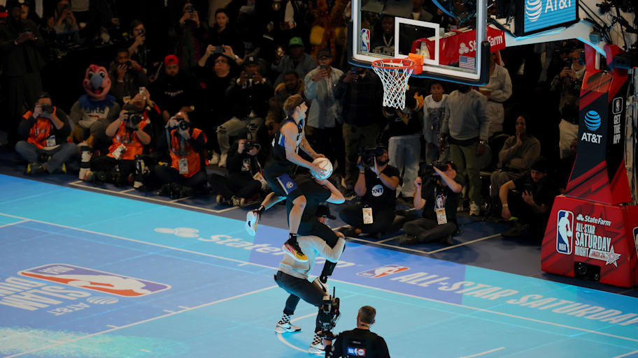 Mac McClung competes in the Slam Dunk Contest.