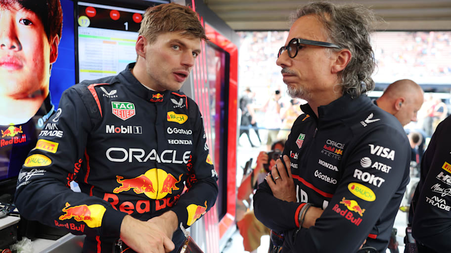 Max Verstappen with Laurent Mekies.
