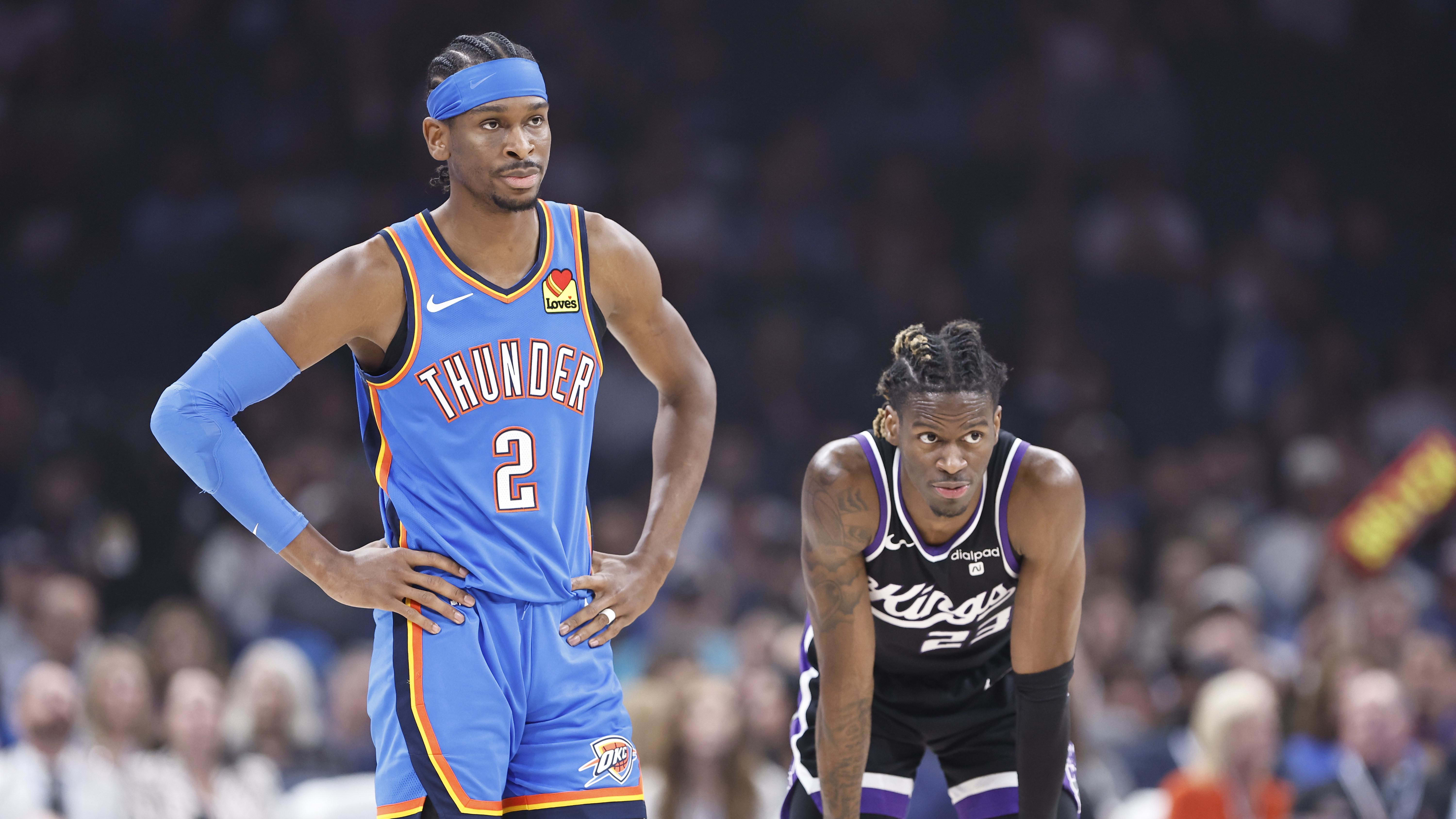 Apr 9, 2024; Oklahoma City, Oklahoma, USA; Oklahoma City Thunder guard Shai Gilgeous-Alexander (2)