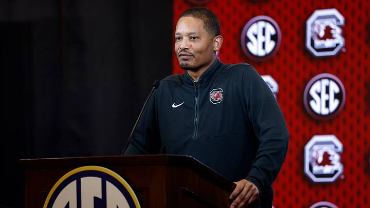 Oct 13, 2026; Birmingham, AL, USA;  South Carolina Gamecocks head coach Lamont Paris speaks during the SEC Basketball Tipoff at Grand Bohemian Hotel Mountain Brook.  Mandatory Credit: Butch Dill-Imagn Images