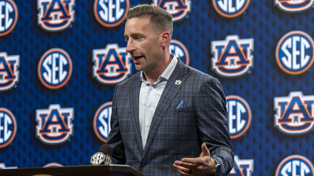 Oct 15, 2025; Birmingham, AL, USA; Auburn Tigers head coach Steven Pearl talks with the media during SEC Media Days at Grand Bohemian Hotel.  Oct 15, 2025; Birmingham, AL, USA; Auburn Tigers head coach Steven Pearl talks with the media during SEC Media Days at Grand Bohemian Hotel.