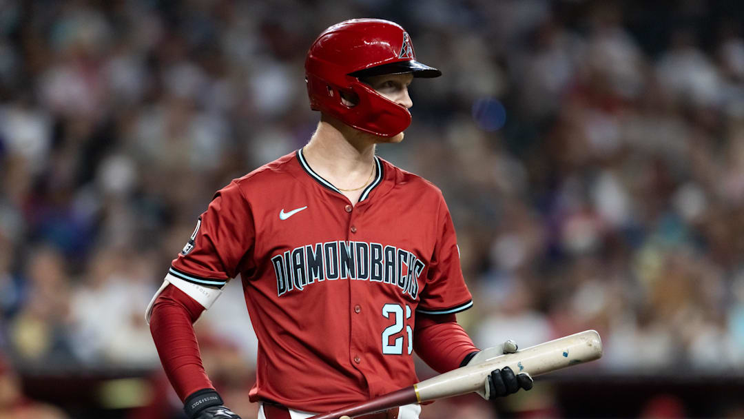 May 28, 2025; Phoenix, Arizona, USA; Arizona Diamondbacks first baseman Pavin Smith against the Pittsburgh Pirates at Chase Field. Mandatory Credit: Mark J. Rebilas-Imagn Images