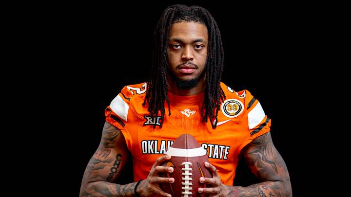 Korie Black (2) is pictured during the Oklahoma State football media day in Stillwater, Okla., on Saturday, Aug. 3, 2024.