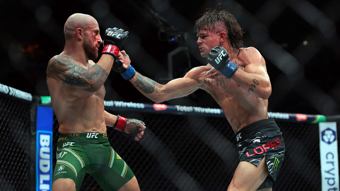 Betting picks for Alexander Volkanovski (left) and Diego Lopes (right) as they fight again at UFC 325.