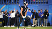 Nov 16, 2024; San Jose, California, USA; San Jose State Spartans wide receiver Nick Nash (3) reacts after making a catch for a first down against the Boise State Broncos in the third quarter at CEFCU Stadium. Mandatory Credit: Cary Edmondson-Imagn Images