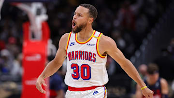 Golden State Warriors guard Stephen Curry reacts during a game against the Washington Wizards