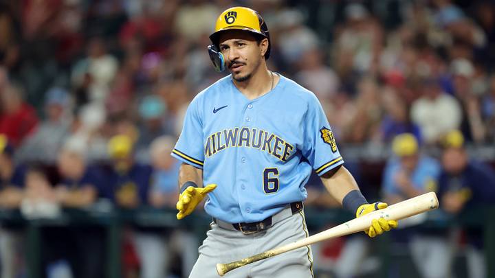 Jul 3, 2026; Phoenix, Arizona, USA; Milwaukee Brewers third baseman David Hamilton against the Arizona Diamondbacks at Chase Field. Mandatory Credit: Mark J. Rebilas-Imagn Images