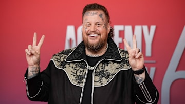 Jelly Roll arrives on the red carpet before the 60th Academy of Country Music Awards.