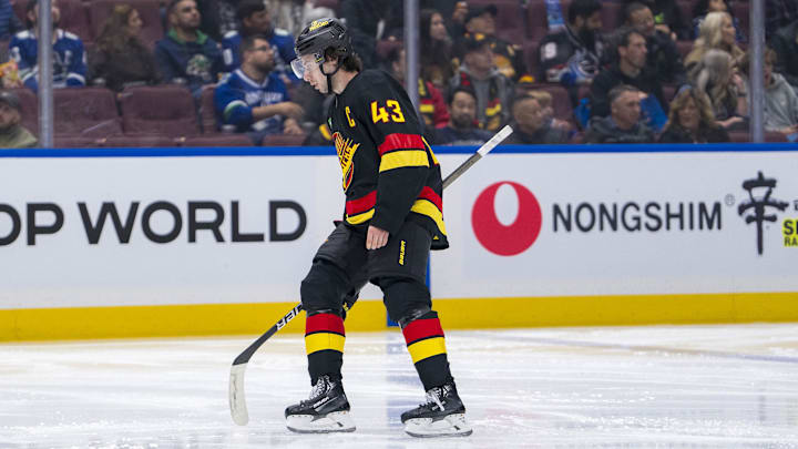 Vancouver Canucks defenseman Quinn Hughes (43): Bob Frid-Imagn Images