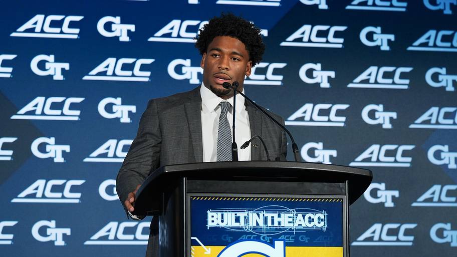 Georgia Tech’s running back Justice Haynes speaks to the media during ACC media days.