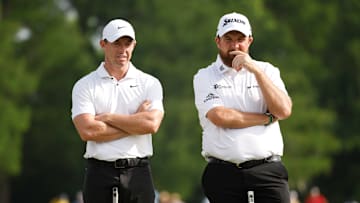 Rory McIlroy and Shane Lowry during the final round of the 2024 Zurich Classic of New Orleans