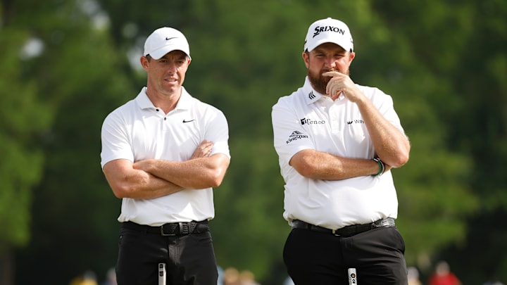 Rory McIlroy and Shane Lowry during the final round of the 2024 Zurich Classic of New Orleans