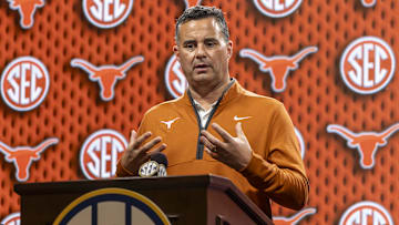Texas Longhorns head coach Sean Miller talks with the media during SEC Media Days at Grand Bohemian Hotel. 