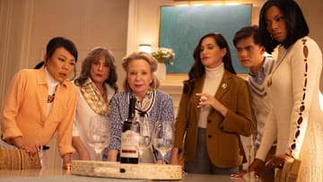 (L-R): Alice Wu-Gulliver (Ali Ahn), Lilia Calderu (Patti LuPone), Mrs. Hart/Sharon Davis (Debra Jo Rupp), Agatha Harkness (Kathryn Hahn), Teen (Joe Locke) and Jennifer Kale (Sasheer Zamata) in Marvel Television's AGATHA ALL ALONG, exclusively on Disney +. Photo by Chuck Zlotnick. © 2024 MARVEL.
