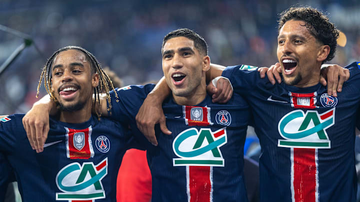 Le PSG fêtant sa victoire en Coupe de France samedi dernier Le PSG fêtant sa victoire en Coupe de France samedi dernier
