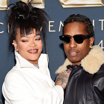 Rihanna and A$AP Rocky attend the 38th Annual Footwear News Achievement Awards in New York City in December 2024.