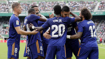 Real Madrid celebrate a victory over Elche in their previous La Liga outing