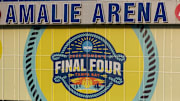 The NCAA Woman’s Basketball Final Four logo at Amalie Arena. 