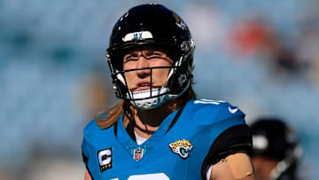Jacksonville Jaguars quarterback Trevor Lawrence (16) warms up before an NFL football matchup Sunday, Dec. 1, 2024 at EverBank Stadium in Jacksonville, Fla. [Corey Perrine/Florida Times-Union]